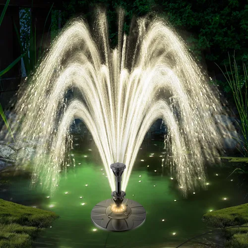 Miniatura 7 de Jutai Fuente eléctrica flotante de estanque luces LED coloridas, sistema de filtro integrado, bomba de fuente de cascada, cable de alimentación