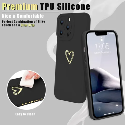 Miniatura 2 de Teageo Funda compatible con iPhone 13 Pro de 6.1 pulgadas para mujeres y niñas, bonito corazón de amor de lujo