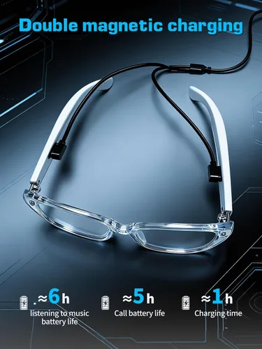 Miniatura 7 de Lentes inteligentes para mujer, con audio de oído abierto, Bluetooth con marco transparente, llamadas manos libres, cómodos de llevar para viajes