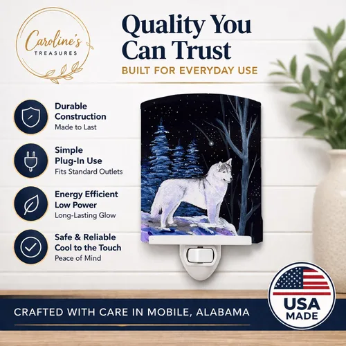 Miniatura 6 de Caroline's Treasures SS8400CNL - Luz nocturna de cerámica con forma de husky siberiano de noche estrellada, compacta, certificación UL, ideal