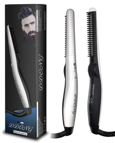 Peine alisador de barba para hombres,Peine caliente para el cabello,Estilizador de cepillo de barba calentado eléctrico rápido,Viaje portátil
