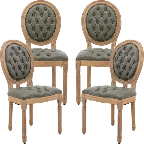 Miniatura 43 de Juego de 2 sillas de comedor de campo francés, sillas de comedor de madera de granja beige, silla de comedor con respaldo tejido con cojín tapizado