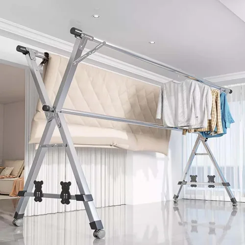 Miniatura 2 de Foldable Stainless Steel Clothes Drying Rack with Wheels, Adjustable Heavy Duty Laundry Rack for Indoor Outdoor Use(240cm/94in)