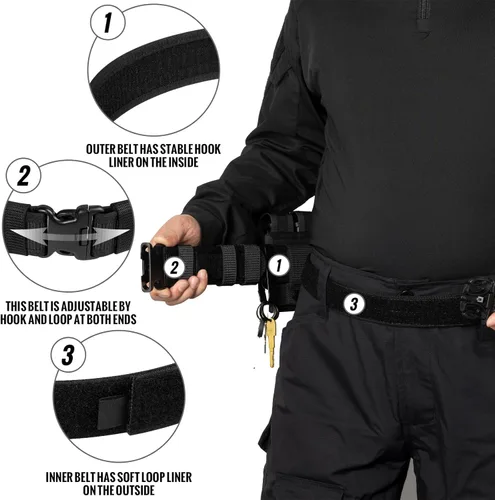 Miniatura 2 de VISMIX Cinturón de servicio de nailon de 2" con forro de gancho y cierre de velcro, llavero y sujetadores de cinturón