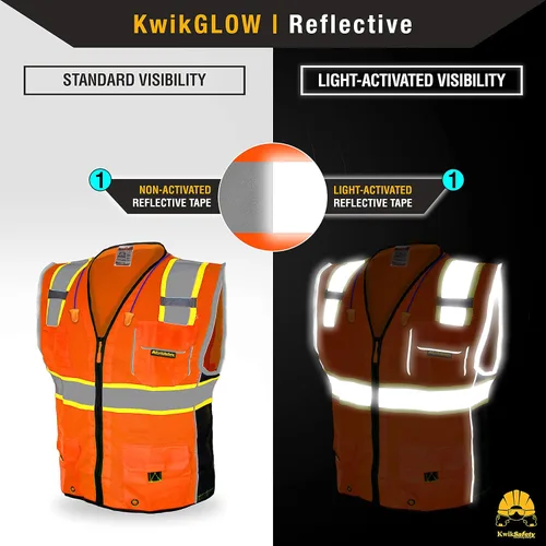 Miniatura 3 de KwikSafety - Charlotte, NC - Chaleco de seguridad clásico y supremo [bolsillo gigante] Clase 2 Trabajo PPE ANSI probado OSHA Cumple con OSHA Naranja