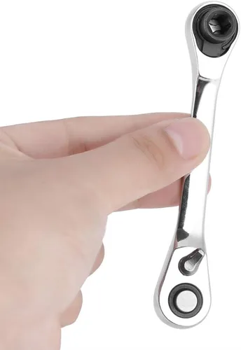 Miniatura 6 de Llave de trinquete plateada rechoncha – Mini llave de trinquete de doble cabeza de 1/4 pulgadas y destornillador de punta de destornillador de 72