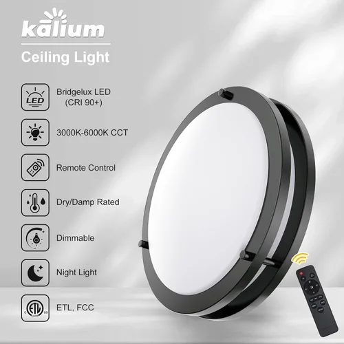 Miniatura 3 de Kalium - Lámpara de techo LED con control remoto de 10 pulgadas, lámpara de techo empotrada, 18W 3000K-6000K temperatura de color ajustable