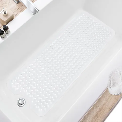 Miniatura 18 de TEESHLY - Alfombra para bañera y ducha, antideslizante de 40 x 16 pulgadas, tamaño extralargo y lavable a máquina, con orificios de drenaje y Negro