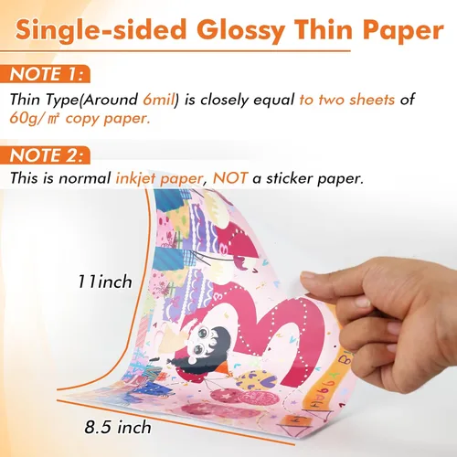 Miniatura 2 de Papel de inyección de tinta brillante y delgado Koala 8.5x11 pulgadas 100 hojas compatible con impresora de inyección de tinta uso TINTA DE TINTE