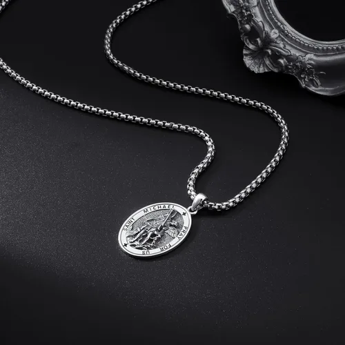 Miniatura 276 de Collar de plata de ley 925 con medalla de San Patrón, colgante de protección católica, amuleto, joyería religiosa para hombres y mujeres