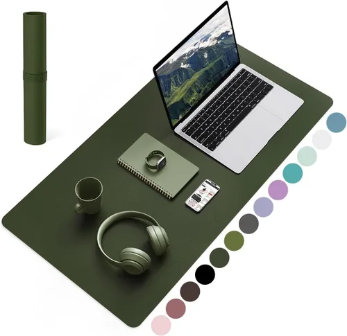 Miniatura 9 de YSAGi Almohadilla de escritorio de piel antideslizante, tapete impermeable para teclado de computadora portátil, protector de mesa y alfombrilla