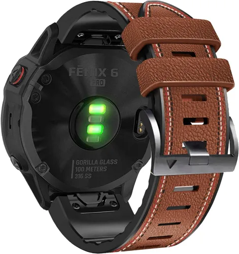 Abanen Correa de reloj de piel de fibra con forro de silicona para Garmin Fenix 8 / Tactix 8 / epix Pro (1.772 pulgadas), ajuste rápido, correa de
