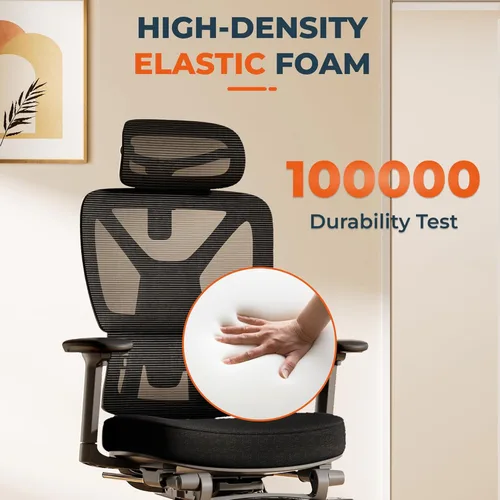 Miniatura 3 de ErgoChair Ultra, silla ergonómica de oficina con respaldo alto, soporte lumbar 2D, reposapiés, reposacabezas 3D, base de metal resistente, cómodo