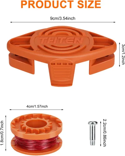 Miniatura 2 de THTEN WA0010 WA0004 - Carrete de repuesto de cabeza de cuchillas de recortadora de 10 pies y 0.065 pulgadas, compatible con Worx WG180, WG175