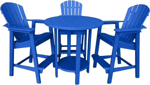 Miniatura 15 de Phat Tommy Juego de mesa y sillas de bar al aire libre - Muebles de polietileno - Material reciclado, juego de patio superior alto - Weatherwood
