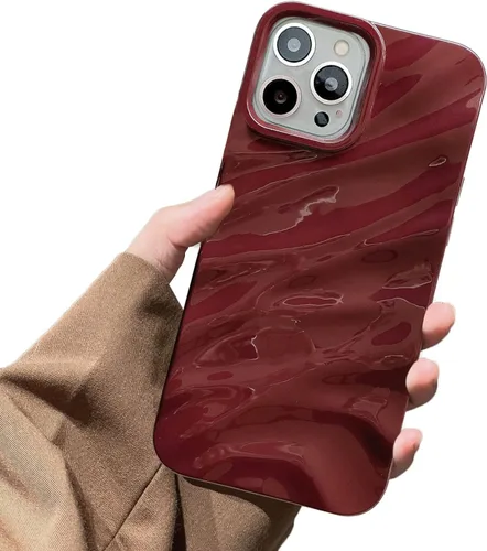 Funda de teléfono con patrón de ondas de agua compatible con iPhone 14 Plus/15 Plus, bonita funda de lujo con forma de onda para mujeres y hombres,