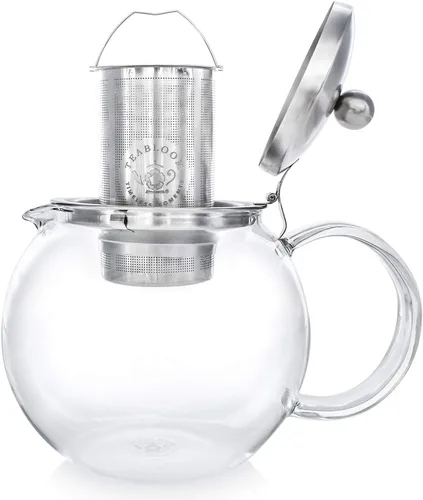 Miniatura 5 de Teabloom Tetera y tetera de vidrio todo en uno – Tetera de vidrio de borosilicato resistente al calor con infusor de té suelto de acero inoxidable