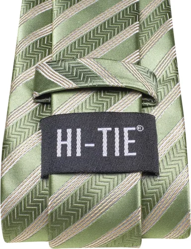 Miniatura 276 de Hi-Tie Corbatas de seda para hombre, diseño de cachemira a rayas, con bolsillo, gemelos cuadrados, conjunto formal de negocios