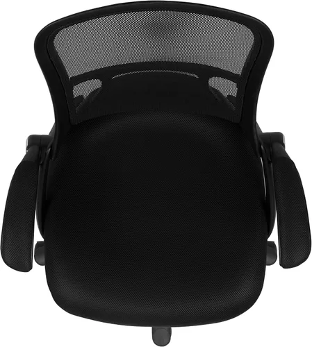 Miniatura 17 de Flash Furniture Porter - Silla de oficina giratoria ergonómica de malla negra con marco negro y brazos abatibles