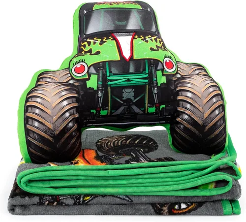 Miniatura 6 de Jay Franco Juego de ropa de cama Monster Jam Grave Digger Nogginz - Manta ligera de viaje de 40 x 50 pulgadas y funda de almohada - Juego de ropa
