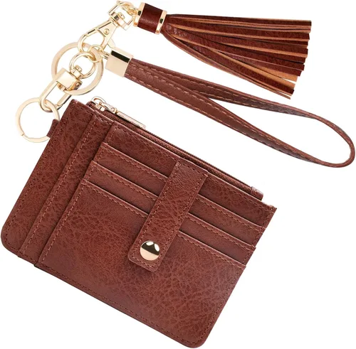 Miniatura 32 de KNGITRYI Billeteras pequeñas de pulsera para mujer RFID para tarjetas de crédito, cartera con llavero, cartera para tarjetas de crédito