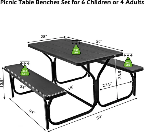 Miniatura 3 de Mesa de picnic al aire libre, negro