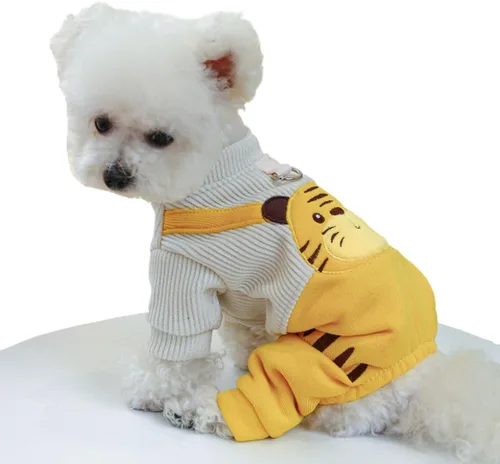 Overoles para mascotas, suéteres para perros y gatos, ropa de invierno, ropa para perros pequeños, ropa de pana para mujer, lindo patrón de tigre,