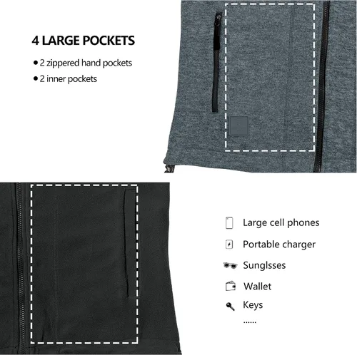 Miniatura 4 de Little Donkey Andy Chaleco de forro polar reversible para hombre, ligero, cálido, sin mangas, con capucha, para senderismo, caminar, viajar