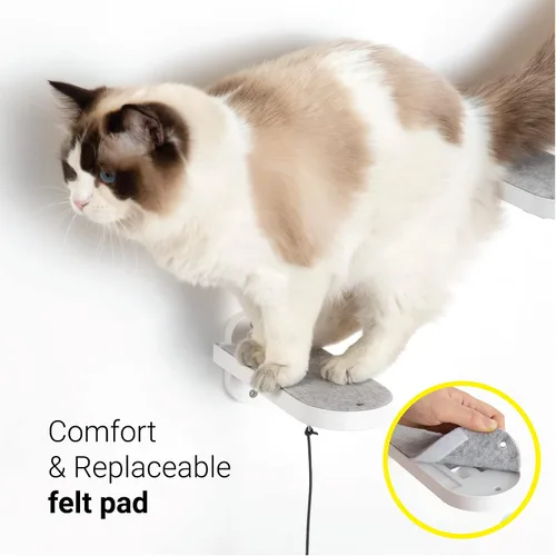 Miniatura 2 de SVD.PET Paquete de 2 escalones de pared para gatos, escaleras de escalada para gatos con almohadilla de fieltro reemplazable, estantes de escalada