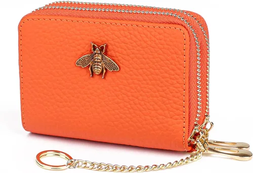 Miniatura 35 de imeetu Soporte para tarjetas de crédito RFID, cartera pequeña de cuero con cremallera para mujer
