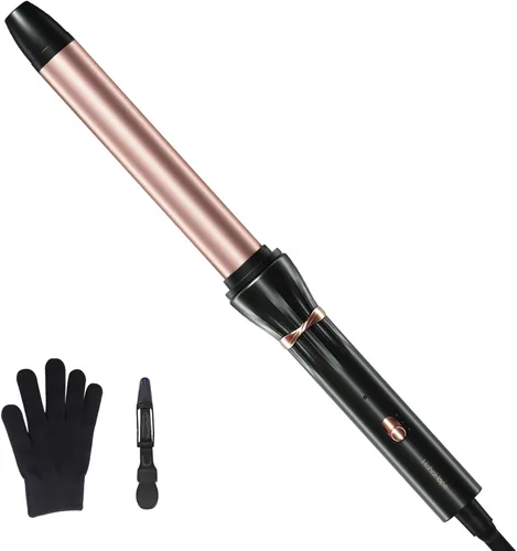 Hahahope 1 Inch Ceramic Curling Wand for Loose Waves, Extra Long Barrel Hair Curler for Medium to Long Hair, 2 Adjustable Temperatures, Global