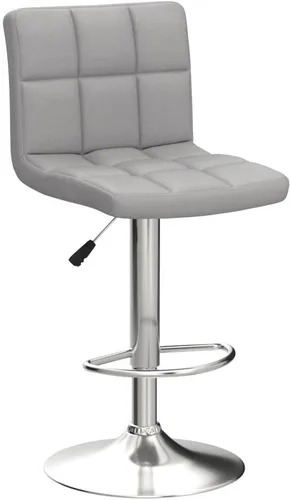 Miniatura 4 de Taburetes de bar de leopardo, moderno taburete giratorio ajustable de piel sintética con respaldo, juego de 2 (gris claro)