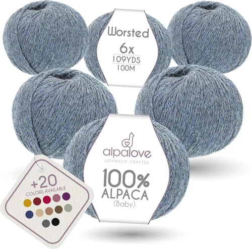 Miniatura 21 de Set de Lana Abultada (6 x 50 g) Súper Suave de Alpaca Bebé para Tejer Antracita 300 Metros