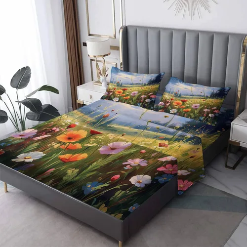Miniatura 11 de Juego de sábanas de tamaño individual – Juego de sábanas y fundas de almohada de amapolas rojas, microfibra suave, bolsillo profundo y sin arrugas