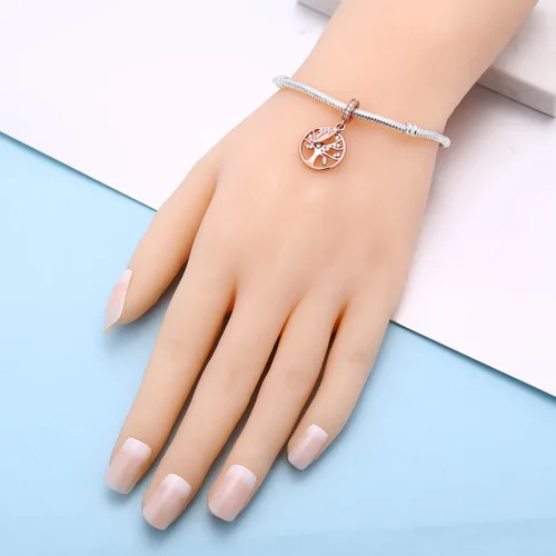 Miniatura 6 de SOUKISS Abalorio de plata de ley 925 con diseño de árbol de la vida familiar para pulsera europea