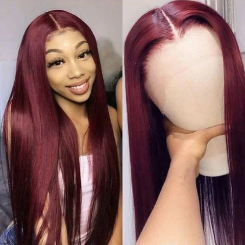 Miniatura 9 de Missyvan Pelucas de encaje frontal de cabello largo y lacio, color marrón natural, sin pegamento, castaño y rubio, pelucas sintéticas con encaje