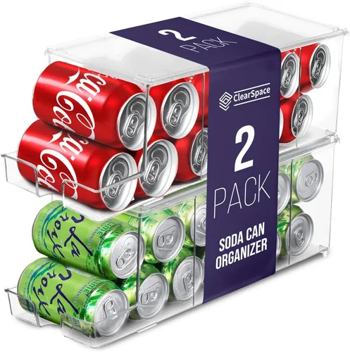Organizador de latas de refresco ClearSpace y dispensador de latas de refresco para refrigerador - Organizador de nevera y organizador apilable de