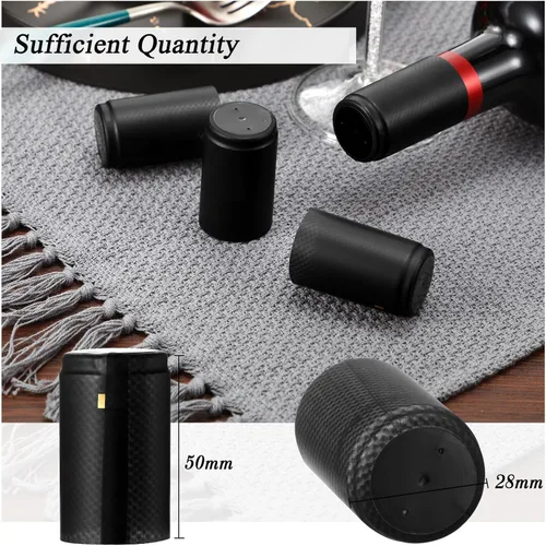 Miniatura 2 de Zonon 200 Piezas de Cápsulas Termorretráctiles de PVC para Botellas de Salsa Picante, Botellas Woozy de Vino de 28 x 50mm, Cápsulas de Tapas Negro