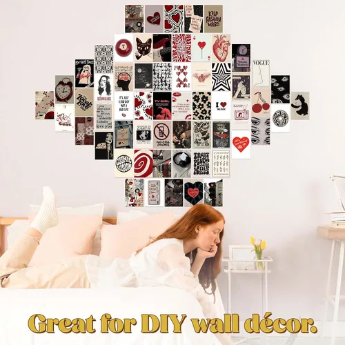 Miniatura 7 de 60 piezas de decoración para habitación de chica urbana, carteles grunge Coquette y2k de los 2000, arte de pared de música retro para dormitorio