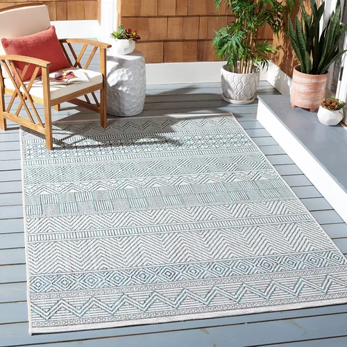 Miniatura 8 de SAFAVIEH Alfombra lavable para exteriores, colección Courtyard de 2.3 x 16 pies, color negro y gris, no desprende pelusa y de fácil limpieza, ideal