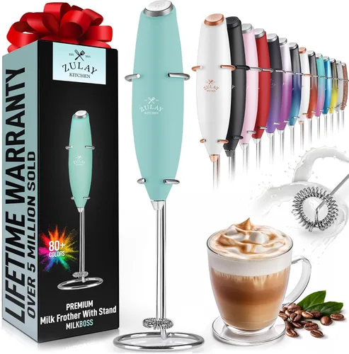 Miniatura 557 de Zulay Milk Boss Espumador de leche potente manual, hace espuma para latte, batidor para mezclar bebidas, café, miniespumador para capuchino, frappé
