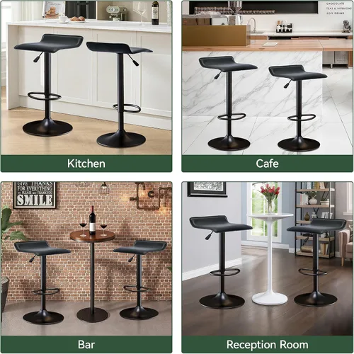 Miniatura 7 de Vogue Furniture Direct - Juego de 2 taburetes de bar ajustables, taburetes de bar giratorios de cuero sintético con elevación, silla de bar sin