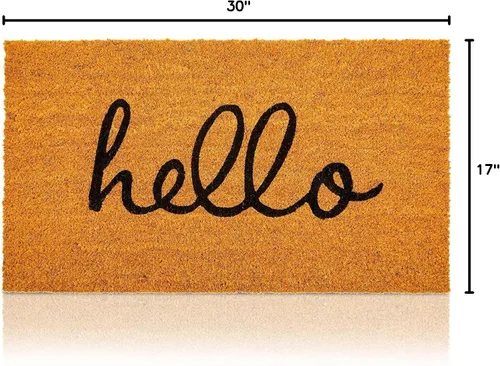 Miniatura 3 de Juvale Hello - Felpudo de coco para entrada al aire libre, 17 x 30 pulgadas, rectangular, de pelo bajo, respaldo de PVC, tapete de bienvenida