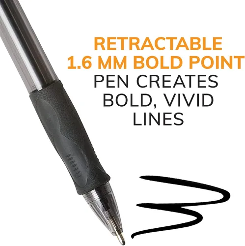 Miniatura 6 de BIC Glide Bolígrafos de punta gruesa azul, punta gruesa (1.6 mm), paquete de 4 unidades, bolígrafos retráctiles de punta redonda con cómodo agarre