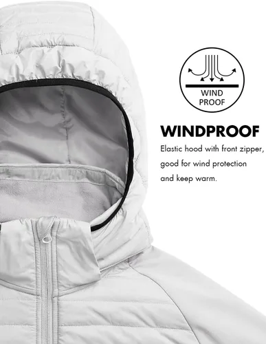 Miniatura 5 de BALEAF Men's Running Jacket Lightweight Thumble Hole Warm Up Puffer Jacket Hybrid Thermal Coat Insulated Hiking Golf