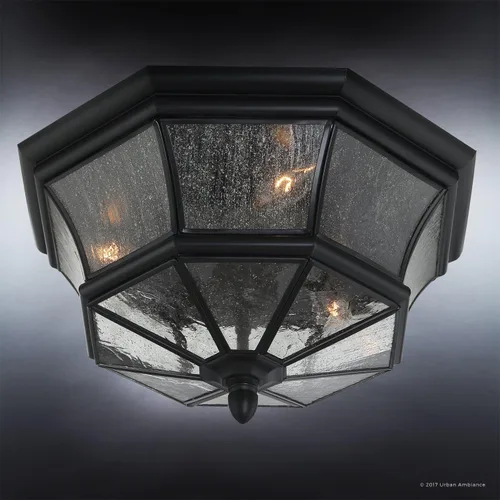 Miniatura 3 de Urban Ambiance Lámpara de techo colonial de lujo para exteriores, tamaño mediano: 8 pulgadas de alto x 15.25 pulgadas de ancho, con elementos