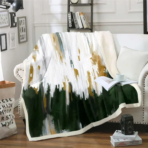 Miniatura 36 de Erosebridal Manta de sherpa moderna para niños y adolescentes, color naranja, verde azulado, negro, manta para silla, manta de forro polar con rayas