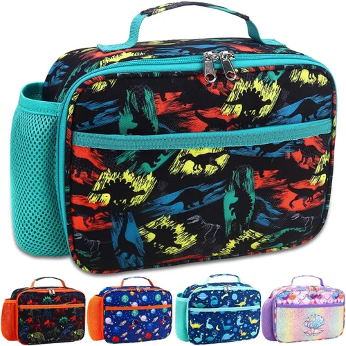 Miniatura 22 de RHCPFOVR Lonchera para niños – Lonchera aislada para niños y niñas, bolsa de almuerzo lavable y lonchera reutilizable para niños pequeños a prueba