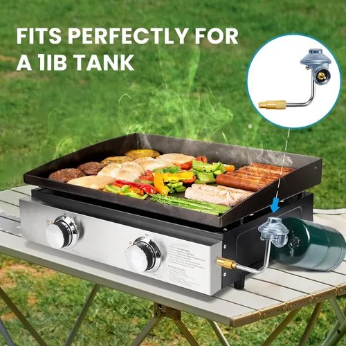 Miniatura 6 de Manguera adaptadora de propano y regulador de parrilla de gas de 3 pies para parrilla de mesa Blackstone de 17 pulgadas, 22 pulgadas, conexiones