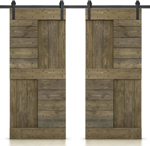 Miniatura 21 de TMS Serie N - Puerta corrediza interior de madera de pino anudada con kit de herrajes deslizantes (32 x 84 pulgadas, blanco)
